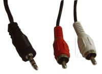 3,5MM JACK HANN/2 X PHONO HANN, STEREO, 10MTR SVART