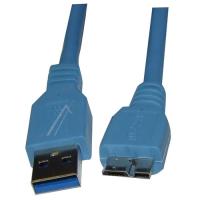 USB KABEL, 3.0 TYPE-A HAN/TYPE-B MICRO HAN, 3,0MTR, BLÅ