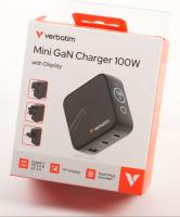 30239 GaN laturi 100W 2x USB-C, 1x USB-A, PD, QC, PPS, näyttö, EU/UK/US