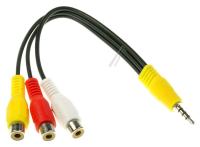 COM AV PHONOKABEL, 4PIN 3.5MM HANN / 3X PHONO BØSSING